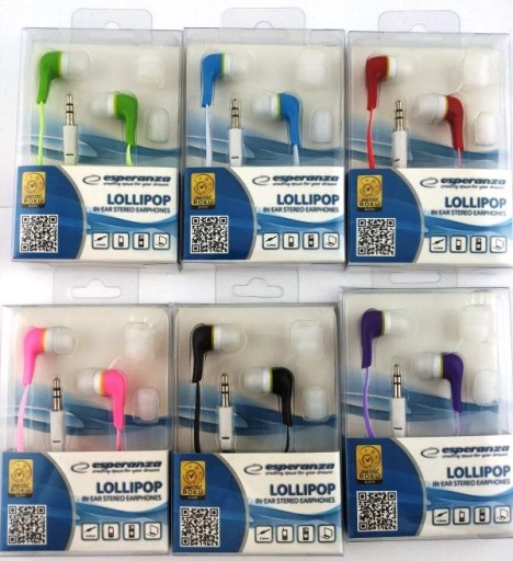 EH146K Lollipop slúchadlá do uší čierne Esperanza