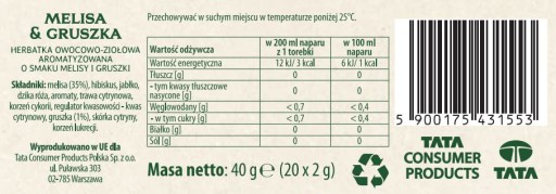 Vitax Melisa Hruškový čaj 20 tb
