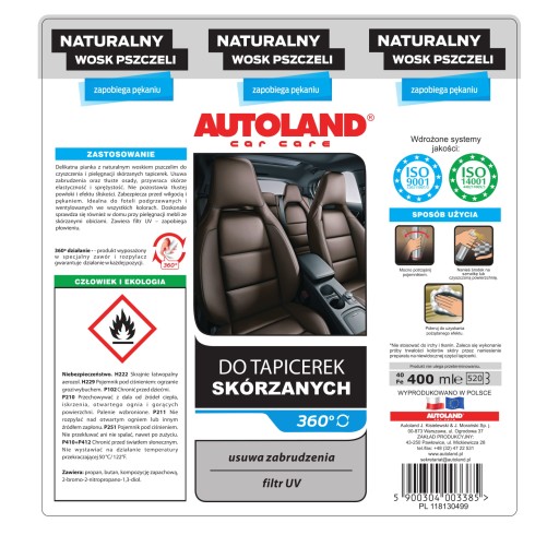 AUTOLAND PENA NA ČISTENIE KOŽENÉHO ČALÚNENIA SEDADLA 400ML
