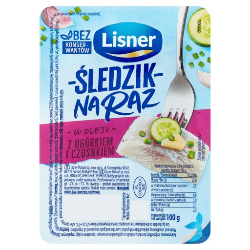 Lisner Sleď s uhorkou a cesnakom 100 g