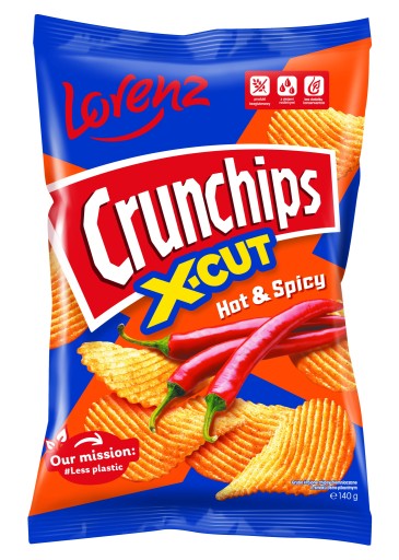 Crunchips X-Cut Hot Spicy chipsy 140g