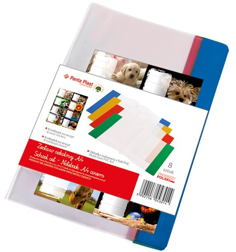 Obal na zošit A4 PVC MIX + nálepky (8 ks)