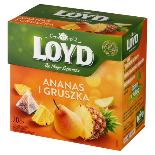 Ovocný čaj v pyramídach Loyd ananás a hruška 20 ks