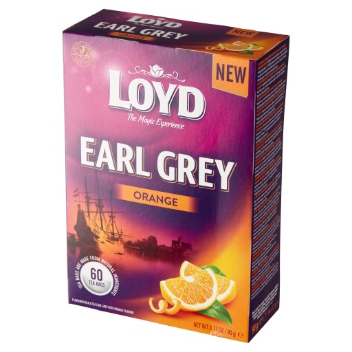 Čaj Earl Grey čierny vo vrecúškach Loyd Orange, 60 ks