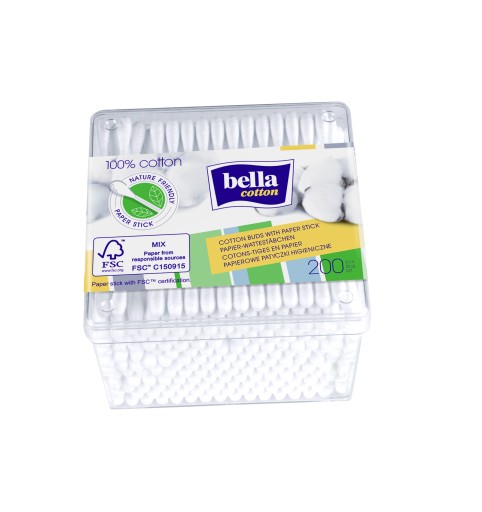 Krabička na vatové tyčinky Bella Cotton 200 ks