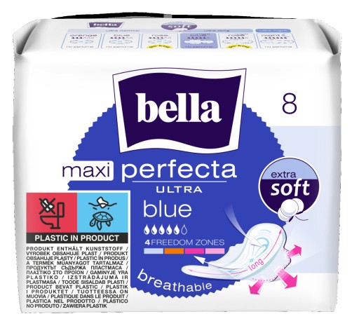 Bella Perfecta Ultra Maxi modré hygienické vložky 8 ks.