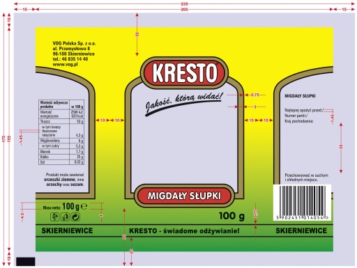 Kresto mandľové tyčinky 100 g