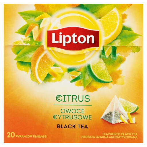 Čierny čaj Lipton, citrusové plody, pyramídy 20