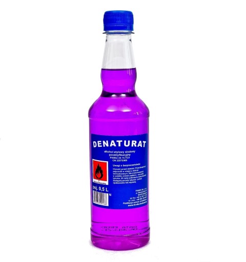Denaturovaný lieh v plastovej fľaši s objemom 500 ml