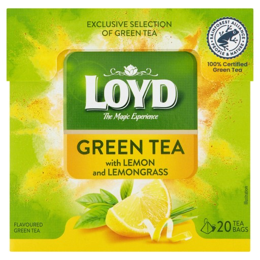 Zelený čaj v pyramídach Loyd lemongrass/citrón 20 ks