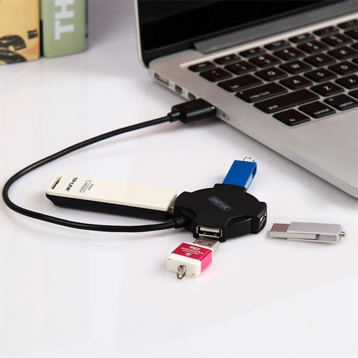 Unitek Y-2178 čierny USB hub pre 4x USB 2.0, malý, Plug&Play
