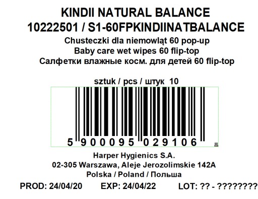 Kindii Natural Balance vlhčené obrúsky 60 ks