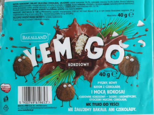 BAKALLAND BA! Kokosová tyčinka v čokoláde 40 g