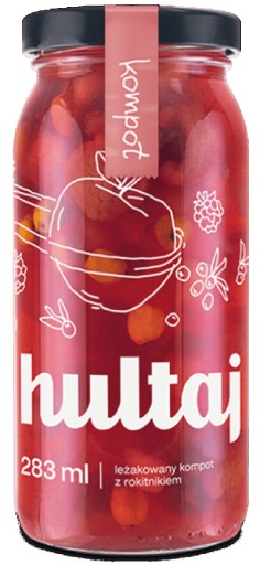 Ovocný kompót malina jablko rakytník s kúskami ovocia 283ml Hultaj