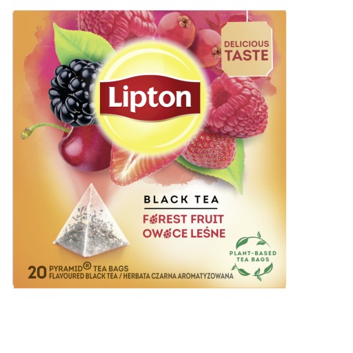 Lipton Ochutený čierny čaj Lesné ovocie pyramídy 20 ks 34g