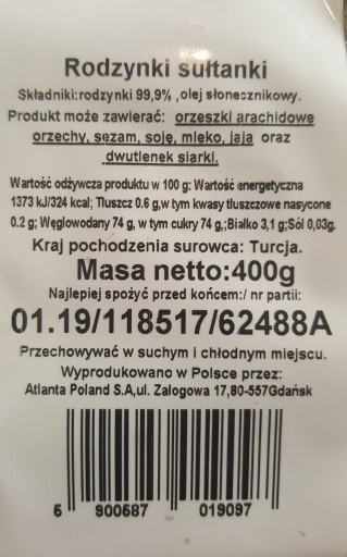 hrozienka sultána 400 g