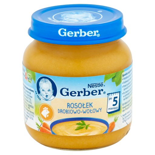 Gerber Domáci kurací a hovädzí vývar 5m+ 125g
