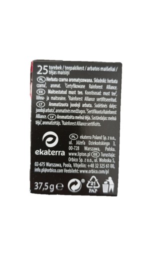 Čierny čaj Lipton Earl Grey 25 ks.