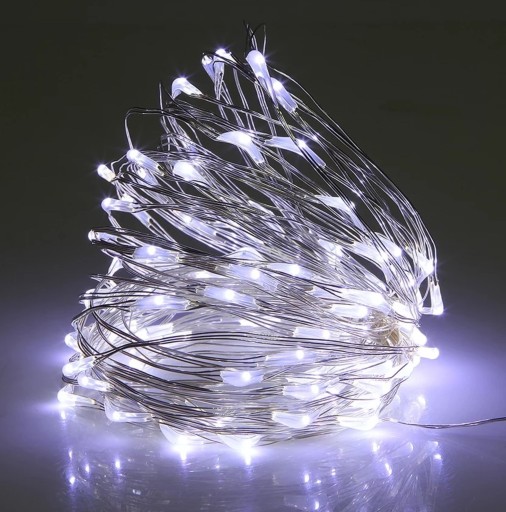 50 MIKRO LED DRÔTOVÝCH LAMP, NA AKUMULÁTOROVÚ, DEKORATÍVNE, STUDENÉ BIELE