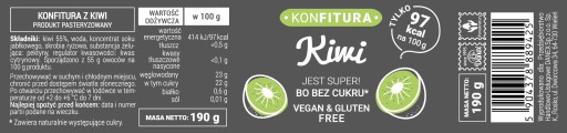 Kiwi džem bez cukru, zdravá, nízkokalorická diéta, 190 g Devaldano