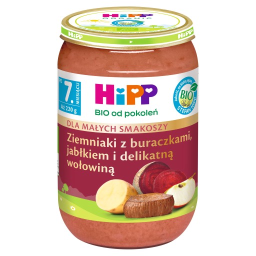 HiPP BIO Zemiaky s cviklou. jablká.. hovädzie mäso po 7 mesiacoch 220 g
