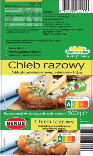 Benus Chlieb celozrnný 500 g