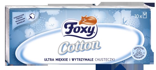 Neparfumované vreckovky Foxy Cotton, 4 vrstvy, 9 ks x 10 bal