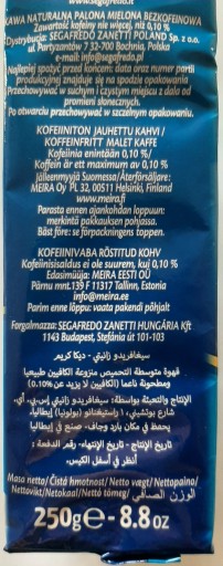 Segafredo mletá káva bez kofeínu 250 g