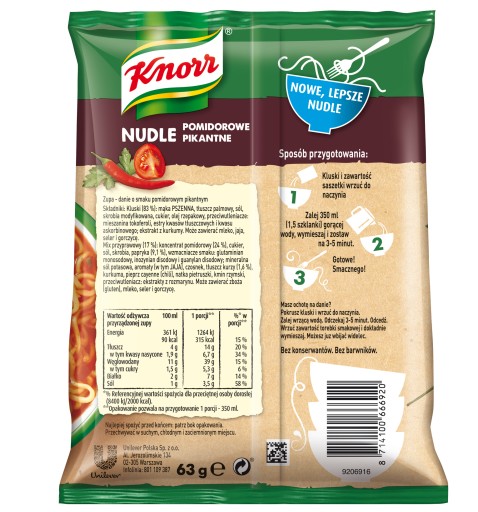 KNORR NUDLE PIKANTNÁ paradajková polievka 63 g
