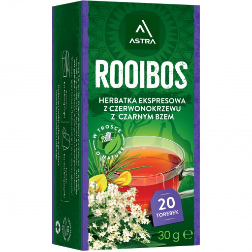 Bylinkový čaj vo vrecúškach Astra Rooibos baza čierna 20 ks x3