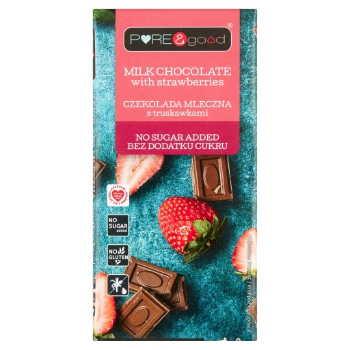 Mliečna čokoláda s jahodami bez pridaného cukru 75 g Pure&Good