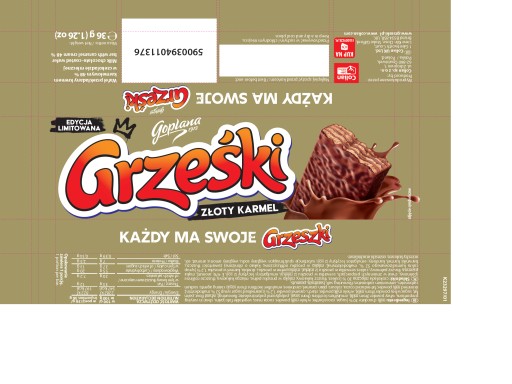Grześki zlatý karamel v čokoláde 36g