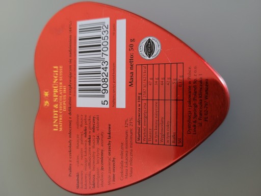 Darčekové čokolády Lindt LINDOR Pralinková srdiečková mliečna čokoláda 50g