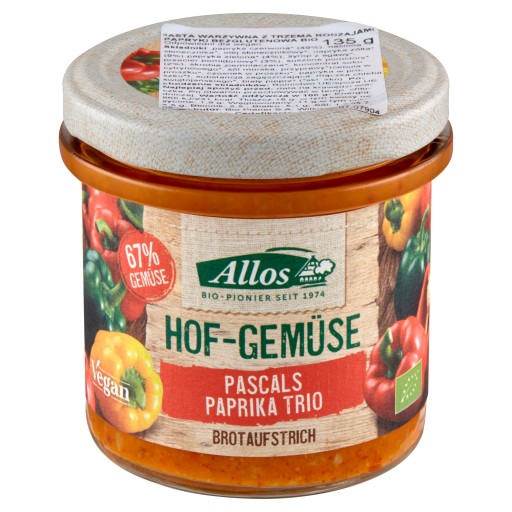 RASTLINNÁ PASTA S TROCH DRUHMI PAPRÍK, BEZLEPKOVÁ BIO 135 g - ALLOS