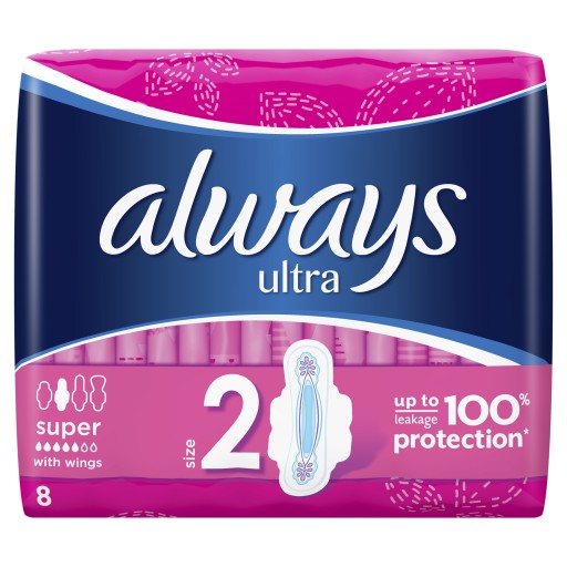 Hygienické vložky Always Ultra Super Plus s krídelkami, 8 ks.