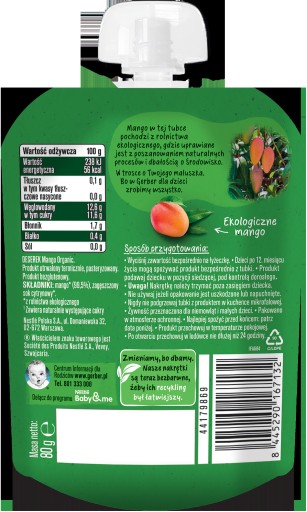 Gerber Organic Mango Dessert Mousse po 4. mesiaci 80 g