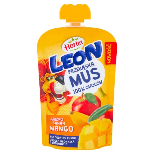 Hortex leon and friends snack ovocná pena 1 jablko, banán, mango sasze