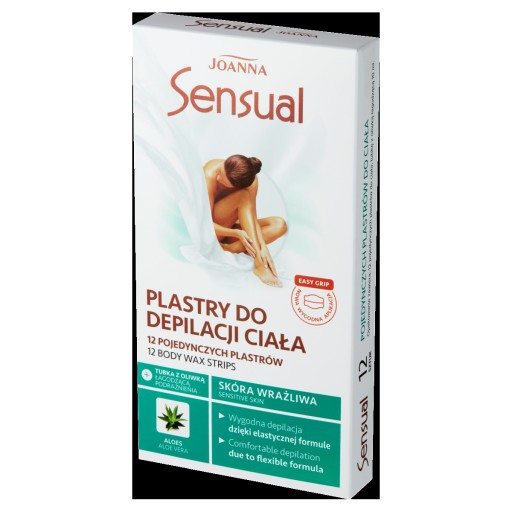 Joanna Sensual telové depilačné pásiky Aloe 12 ks + upokojujúci olej po