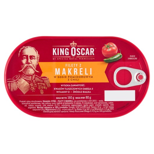 Filety z makrely v paradajkovej omáčke s čili 160G King Oscar