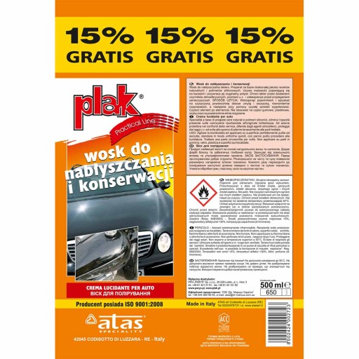 ATAS PLAK PRACTICAL LINE Leštiaci a udržiavací vosk 500ml