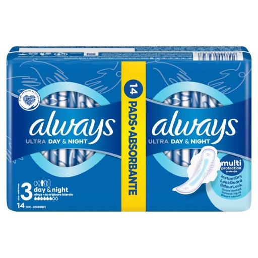 Vždy ultra 3 hygienické vložky s krídelkami 14 ks.