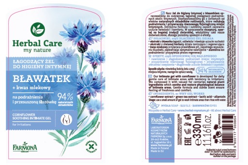 Upokojujúci gél na intímnu hygienu s nevädzou Farmona 330 ml
