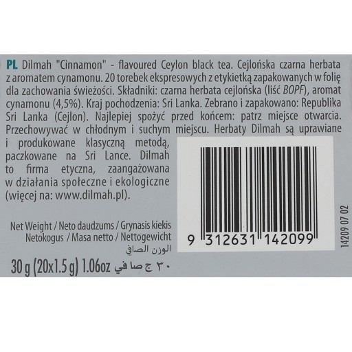Dilmah Cinnamon 20 vrecúšok