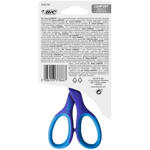 BIC COMFORT DECOR GUMOVÉ ŠKOLSKÉ NOŽNICE 13CM VZOR BEZPEČNÉ PRE DETI