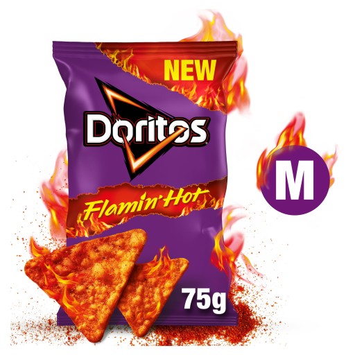 Doritos Flamin' Hot Corn chips s veľmi pikantnou príchuťou 3x 75 g