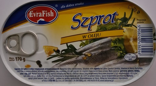 Šproty v repkovom oleji, konzerva EvraFish 170g