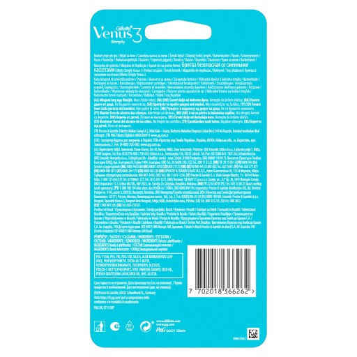 Holiaci strojček Gillette Simply Venus3 so 4 vymeniteľnými vložkami