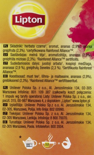 Lipton Ochutený čierny čaj Tropical Fruit pyramídy 20 ks 36g