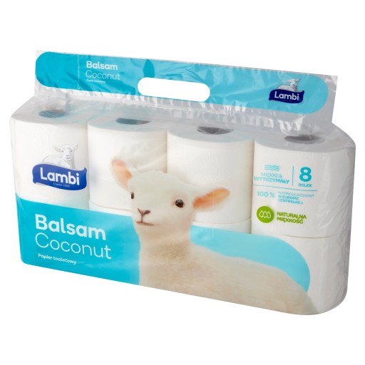 Toaletný papier Lambi s vôňou, 3 vrstvy. Kokosový balzam 8 roliek.