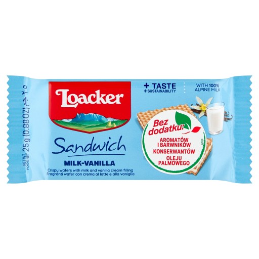 Loacker Chrumkavé oblátky vrstvené mliekom a vanilkovým krémom 25 g